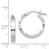 Thumbnail for 14K White Gold Small 3mm Diamond Cut Edge Polished Hoop Earrings