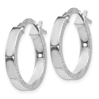 Thumbnail for 14K White Gold Diamond Cut Edge Large 3mm Polished Hoop Earrings