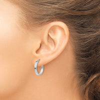 Thumbnail for 14K White Gold Diamond Cut Edge Large 3mm Polished Hoop Earrings