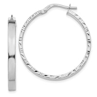Thumbnail for 14K White Gold Diamond Cut Edge Large 3mm Polished Hoop Earrings