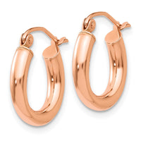 Thumbnail for 14k Rose Gold Polished 3mm Lightweight Tube Hoop Earrings