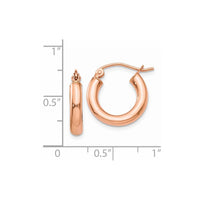 Thumbnail for 14k Rose Gold Polished 3mm Lightweight Tube Hoop Earrings