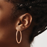 Thumbnail for 14k Rose Gold Polished Lightweight Large Diamond-cut Tube Hoop Earrings