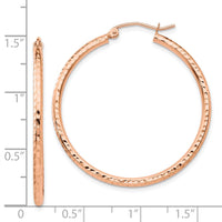 Thumbnail for 14k Rose Gold Polished Lightweight Large Diamond-cut Tube Hoop Earrings