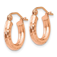Thumbnail for 14k Rose Gold Polished Lightweight Small Diamond-cut Tube Hoop Earrings