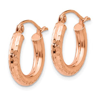 Thumbnail for 14k Rose Gold Polished Lightweight Small Diamond-cut Tube Hoop Earrings