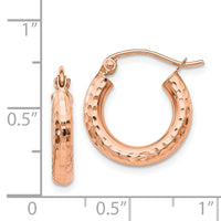 Thumbnail for 14k Rose Gold Polished Lightweight Small Diamond-cut Tube Hoop Earrings