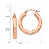 Thumbnail for 14k Rose Gold Polished 4mm Tube Hoop Earrings