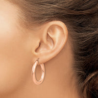 Thumbnail for 14k Rose Gold Polished 4mm Tube Hoop Earrings
