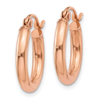 Thumbnail for 14k Rose Gold Polished 2.5mm Lightweight Tube Hoop Earrings
