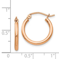 Thumbnail for 14k Rose Gold Polished 2.5mm Lightweight Tube Hoop Earrings
