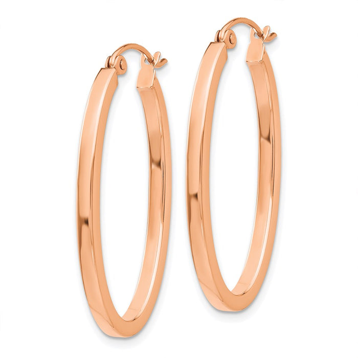 14k Rose Gold Polished Oval Tube Hoop Earrings