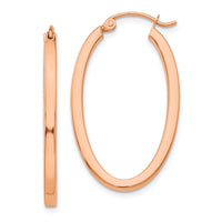 Thumbnail for 14k Rose Gold Polished Oval Tube Hoop Earrings