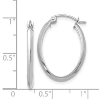 Thumbnail for 14k White Gold Polished Oval Tube Hoop Earrings