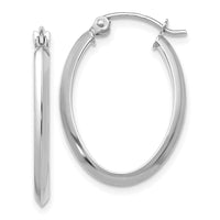 Thumbnail for 14k White Gold Polished Oval Tube Hoop Earrings