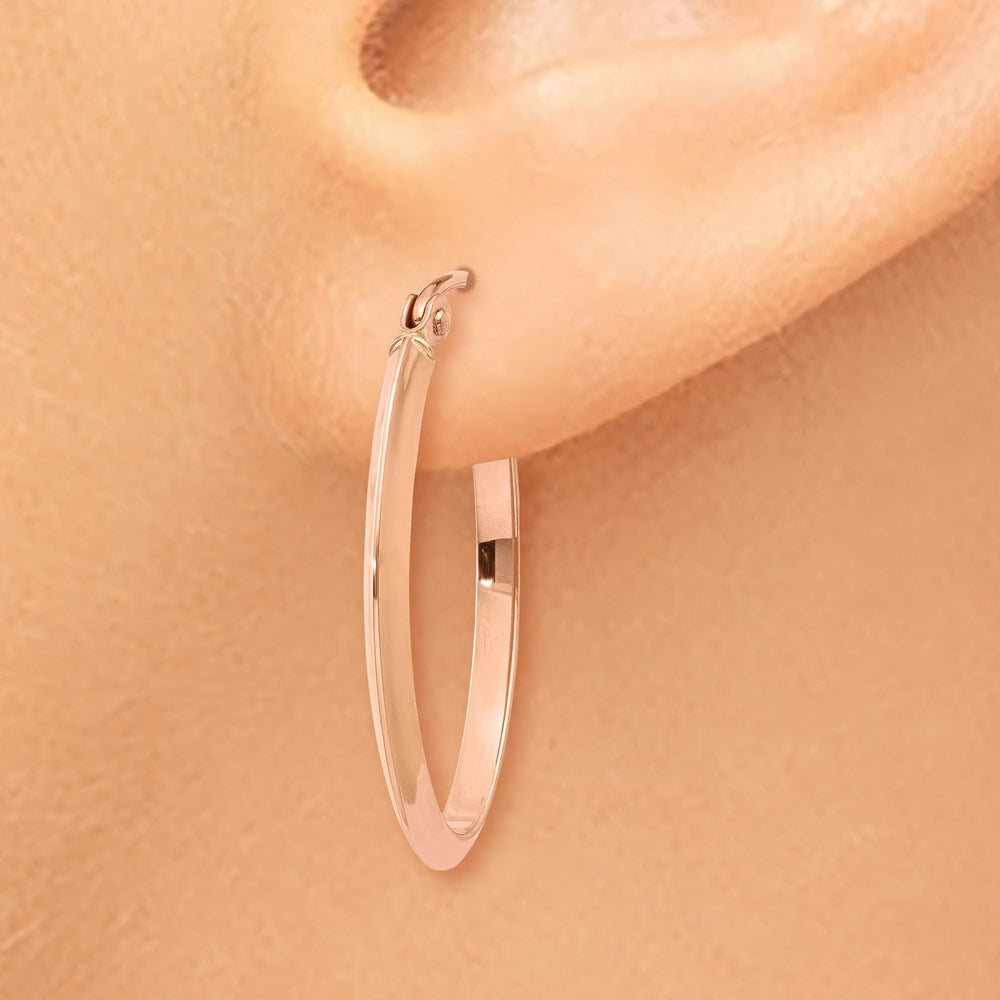 14k Rose Gold Polished Oval Tube Earrings