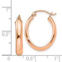 Thumbnail for 14k Rose Gold Polished Oval Tube Hoop Earrings