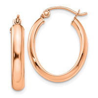 Thumbnail for 14k Rose Gold Polished Oval Tube Hoop Earrings