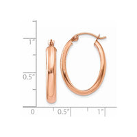 Thumbnail for 14k Rose Gold Polished Half-Round Oval Hoop Earrings