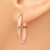 Thumbnail for 14k Rose Gold Polished Half-Round Oval Hoop Earrings
