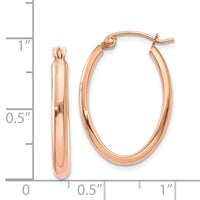 Thumbnail for 14k Rose Gold Polished Half-Round Oval Hoop Earrings