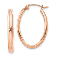 Thumbnail for 14k Rose Gold Polished Half-Round Oval Hoop Earrings