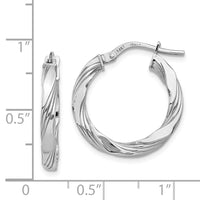 Thumbnail for 14K White Gold Twisted Textured Hoop Earrings