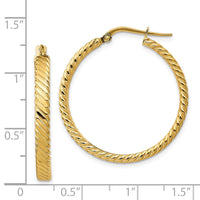 Thumbnail for 14K Large 3mm Patterned Hoop Earrings