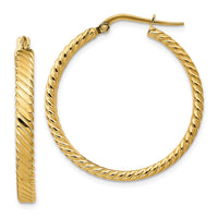 Thumbnail for 14K Large 3mm Patterned Hoop Earrings