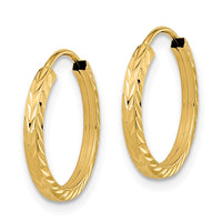Thumbnail for 14k Diamond-cut Square Tube Endless Hoop Earrings