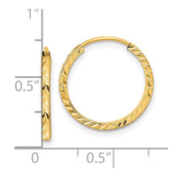 Thumbnail for 14k Diamond-cut Square Tube Endless Hoop Earrings