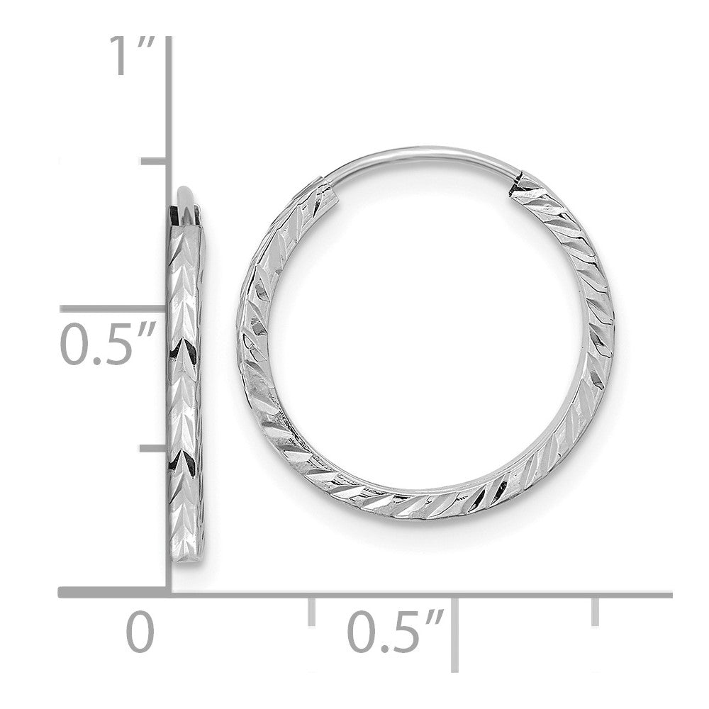 14k Diamond-cut Square Tube Endless Hoop Earrings