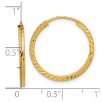 Thumbnail for 14k Diamond-cut Square Tube Endless Hoop Earrings