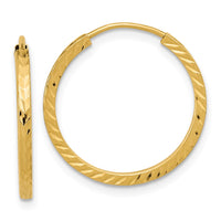 Thumbnail for 14k Diamond-cut Square Tube Endless Hoop Earrings