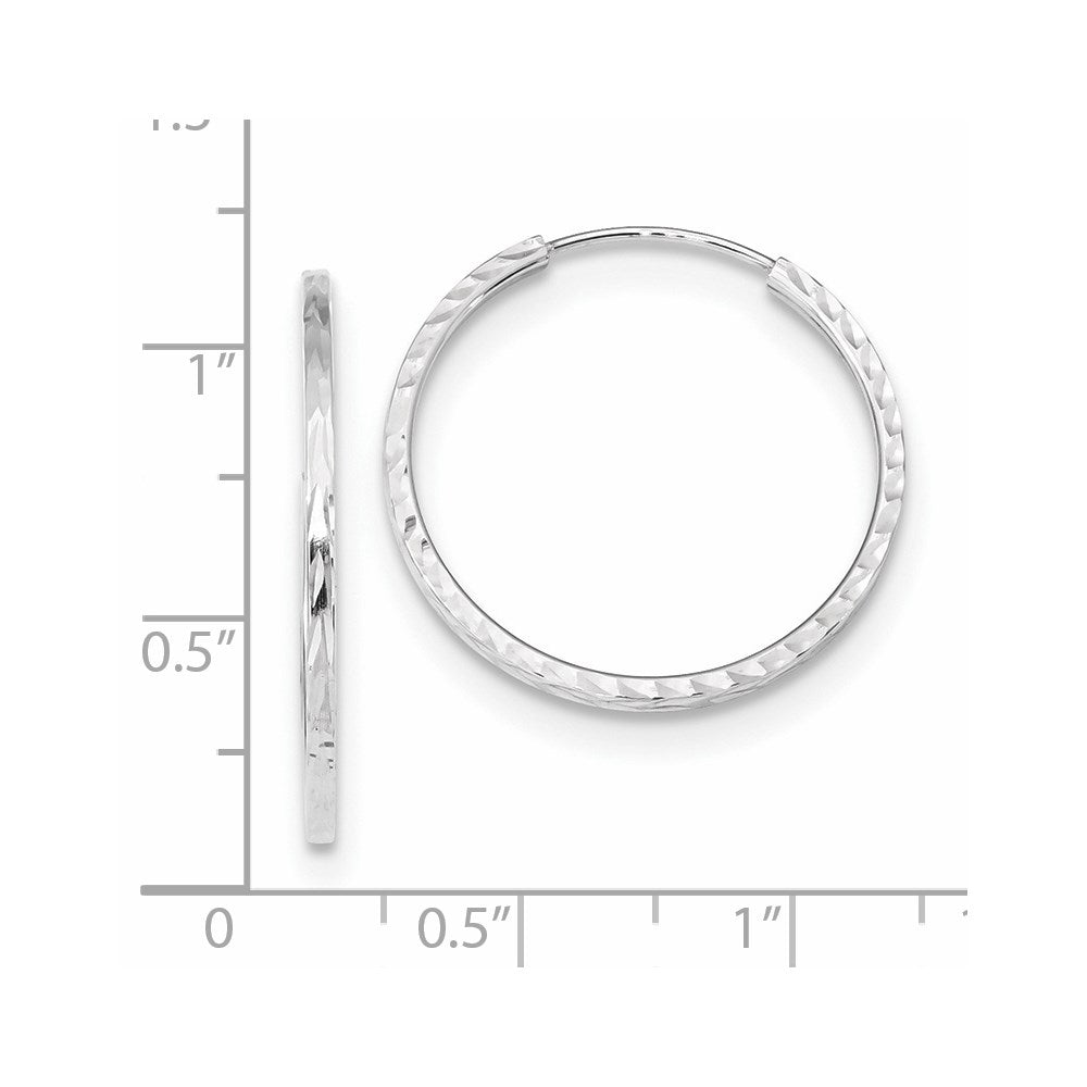 14k Diamond-cut Square Tube Endless Hoop Earrings