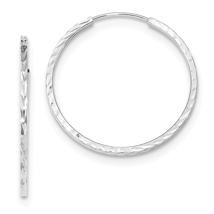 14k Diamond-cut Square Tube Endless Hoop Earrings