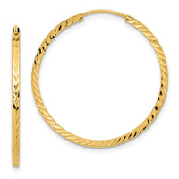 Thumbnail for 14k Diamond-cut Square Tube Endless Hoop Earrings