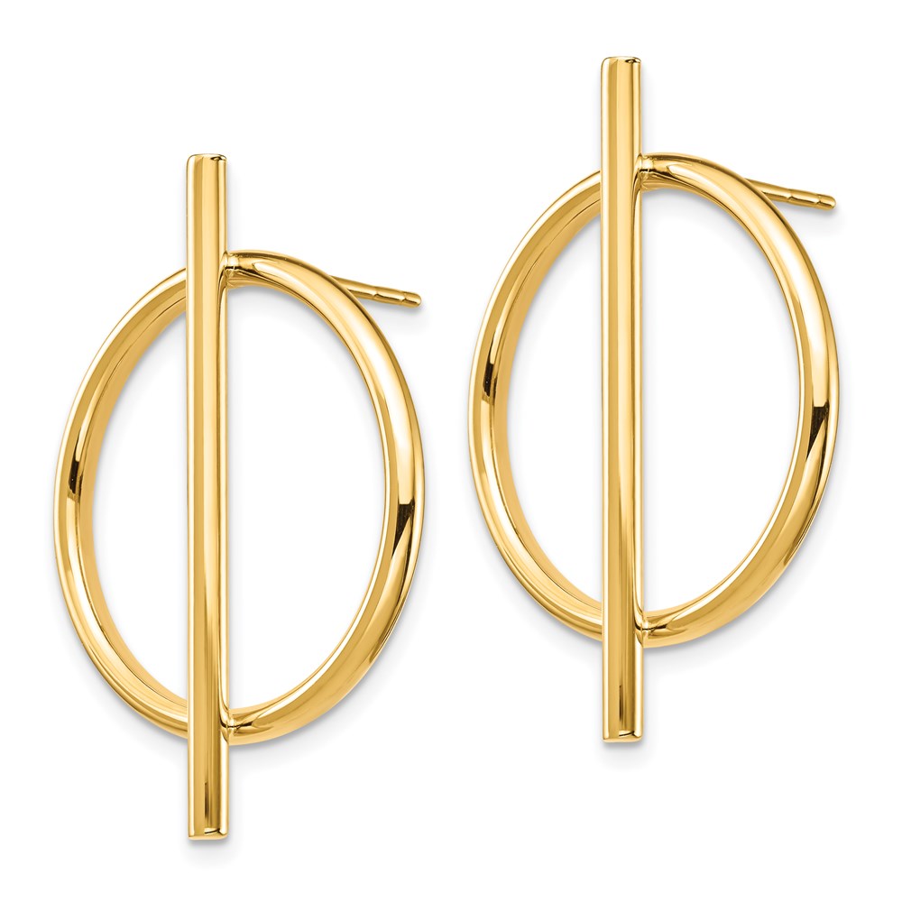 14K Circle & Bar Post Earrings
