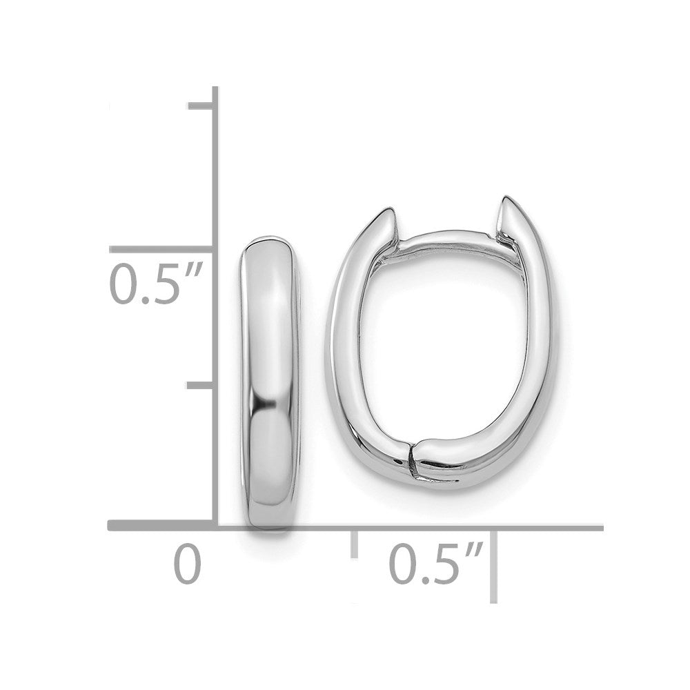 14k White Gold Oval Hinged Hoop Earrings
