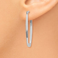 Thumbnail for 14k White Gold Polished 2.25mm Rectangle Hoop Earrings