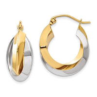 Thumbnail for 14k Two-tone Polished Knife-edge Double Hoop Earrings
