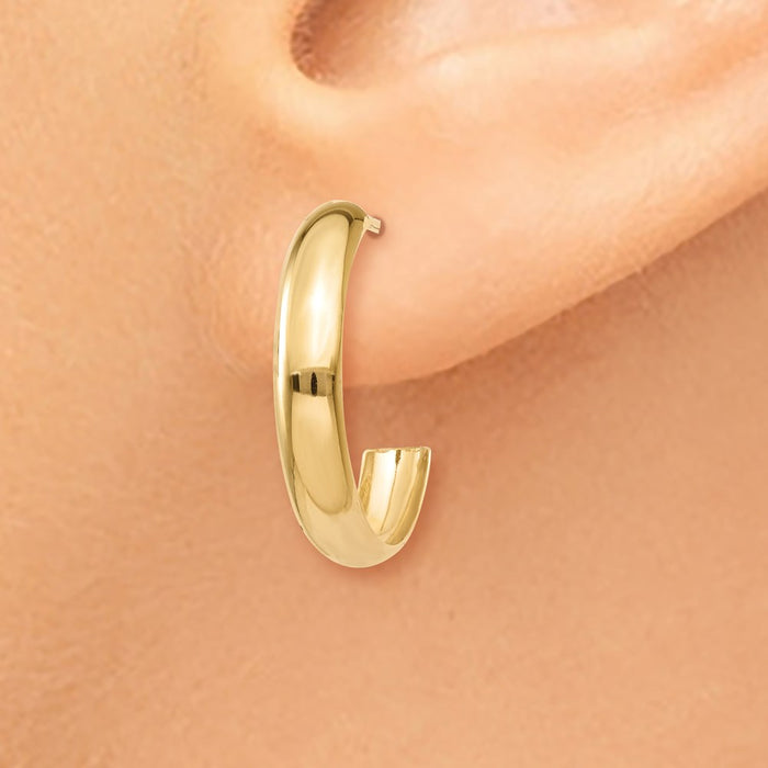 14k Polished 3.5mm J-Hoop Earrings