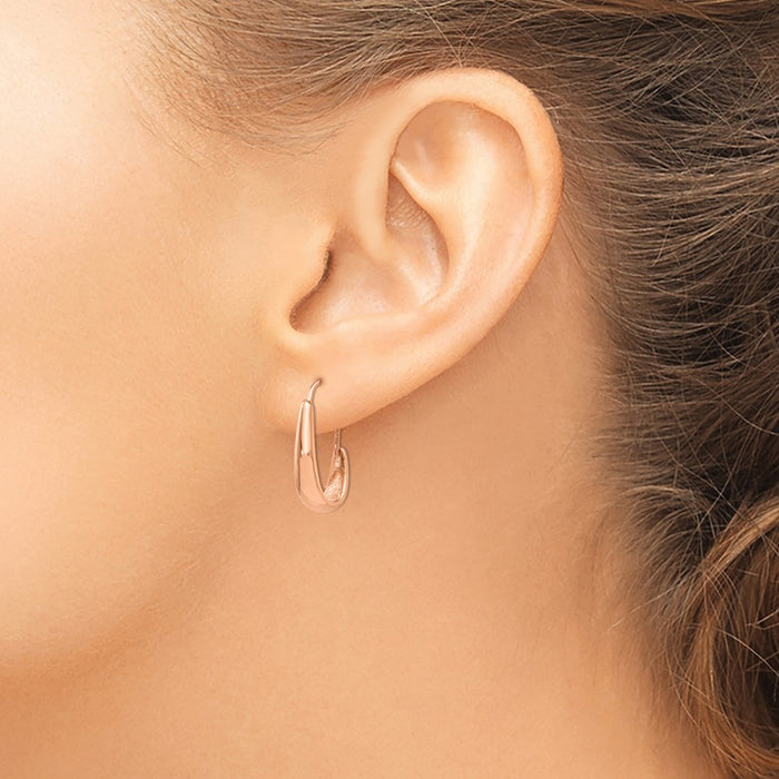 14k Rose Gold Polished Tapered J-Hoop Wire Earrings