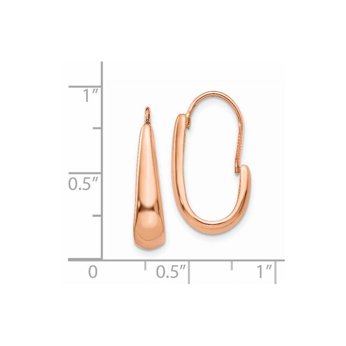 14k Rose Gold Polished Tapered J-Hoop Wire Earrings