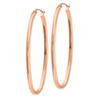 Thumbnail for 14k Rose 2mm Square Tube Oval Hoop Earrings