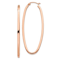 Thumbnail for 14k Rose 2mm Square Tube Oval Hoop Earrings
