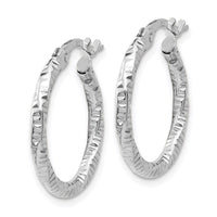 Thumbnail for 14K White Gold Polished and Textured Hoop Earrings