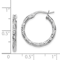 Thumbnail for 14K White Gold Polished and Textured Hoop Earrings