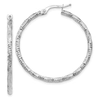 Thumbnail for 14K White Gold Polished and Textured Hoop Earrings