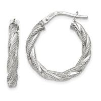 Thumbnail for 14K White Gold Twisted Textured Hoop Earrings